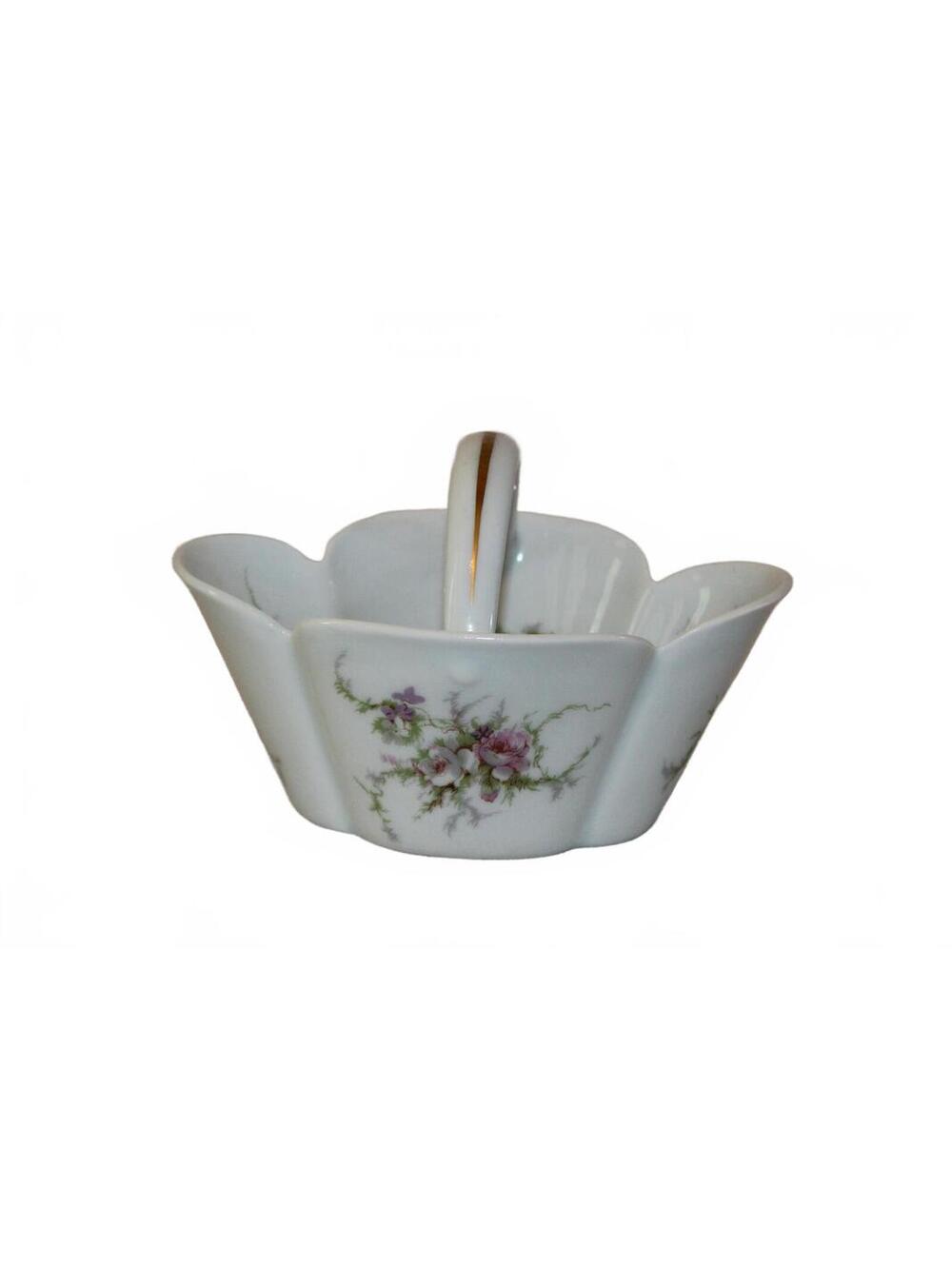 Vintage Haviland France Limoges Rosalinde Rose Basket Porcelain Candy Dish